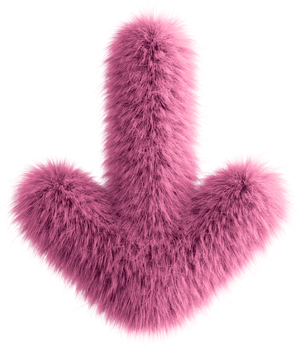 Pink 3D Fluffy Symbol Arrow Bottom